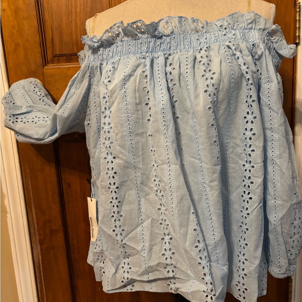 Haute Monde Sky Blue Eyelet Blouse